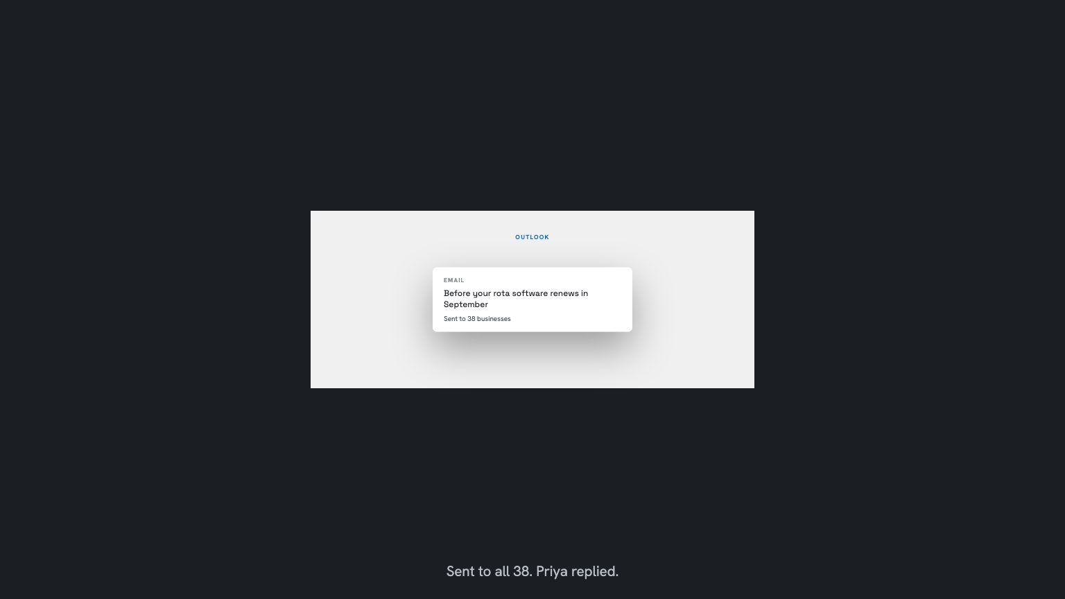 The campaign pair holds its pixel position while Hyper's own chrome dissolves into Outlook's, the send counter reading 38 sent.